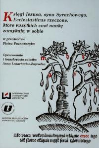 Księgi Jezusa syna Syrachowego. Autor: Lenartowicz-Zagrodna Anna. Dobreksiazki.pl Okładka książki Księgi Jezusa syna Syrachowego
