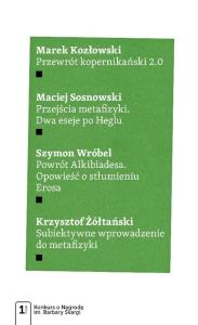 Cztery eseje metafizyczne. Autor: Kozłowski Marek W., Sosnowski Maciej, Wróbel Szymon, Żółtański Krzysztof. Dobreksiazki.pl Okładka książki Cztery eseje metafizyczne