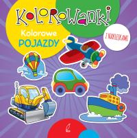 Kolorowanki z naklejkami Kolorowe pojazdy. Autor: Opracowanie zbiorowe. Dobreksiazki.pl Okładka książki Kolorowanki z naklejkami Kolorowe pojazdy