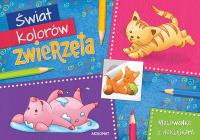 Świat kolorów. Zwierzęta. Malowanka z naklejkami. Autor: Opracowanie zbiorowe. Dobreksiazki.pl Okładka książki Świat kolorów. Zwierzęta. Malowanka z naklejkami