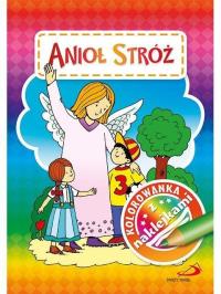 Kolorowanka z naklejkami. Anioł Stróż. Autor: praca zbiorowa. Dobreksiazki.pl Okładka książki Kolorowanka z naklejkami. Anioł Stróż