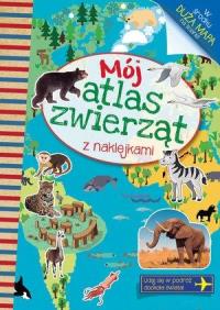 Mój atlas zwierząt z naklejkami. Autor: Opracowanie zbiorowe. Dobreksiazki.pl Okładka książki Mój atlas zwierząt z naklejkami