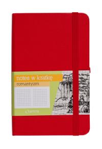 Notes z gumką Romantyzm kratka czerwony. Wydawca: Antra. Dobreksiazki.pl Opakowanie Notes z gumką Romantyzm kratka czerwony