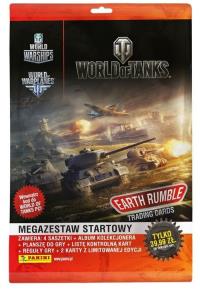 World of Tanks Earth Rumble Megazestaw startowy (zawierający album kolekcjonera wraz z folderem opisującym reguły gry oraz planszą do gry, 4 saszetki z kartami, 2 karty z limitowanej edycji, ulotkę z kodem do World of Tanks PC). Wydawca: Panini. Dobreksiazki.pl Opakowanie World of Tanks Earth Rumble Megazestaw startowy (zawierający album kolekcjonera wraz z folderem opisującym reguły gry oraz planszą do gry, 4 saszetki z kartami, 2 karty z limitowanej edycji, ulotkę z kodem do World of Tanks PC)