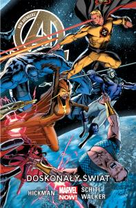 New Avengers: Doskonały świat, tom 4. Autor: Jonathan Hickman, Schiti Valerio, Walker Kev. Dobreksiazki.pl Okładka książki New Avengers: Doskonały świat, tom 4