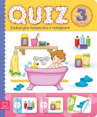 Quiz 3-latka. Edukacyjna książeczka z naklejkami. Autor: Opracowanie zbiorowe. Dobreksiazki.pl Okładka książki Quiz 3-latka. Edukacyjna książeczka z naklejkami