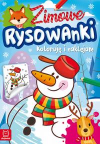 Zimowe rysowanki. Koloruję i naklejam. Autor: Opracowanie zbiorowe. Dobreksiazki.pl Okładka książki Zimowe rysowanki. Koloruję i naklejam