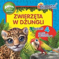 Animal Club.Układanka-kolorowanka - Zwierzęta na w dżungli. PUZZLE. Autor: Opracowanie zbiorowe. Dobreksiazki.pl Okładka książki Animal Club.Układanka-kolorowanka - Zwierzęta na w dżungli. PUZZLE