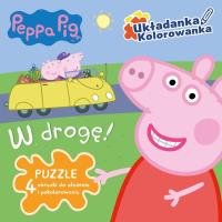 Peppa Pig.W drogę!Układanka kolorowanka. Autor: Opracowanie zbiorowe. Dobreksiazki.pl Okładka książki Peppa Pig.W drogę!Układanka kolorowanka