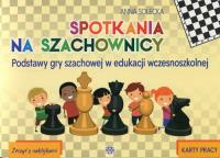 Okładka książki Spotkania na szachownicy Karty pracy Zeszyt z naklejkami