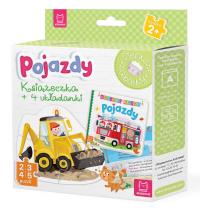 Pojazdy Książeczka i cztery układanki Puzzle dla malucha. Autor: Opracowanie zbiorowe. Dobreksiazki.pl Okładka książki Pojazdy Książeczka i cztery układanki Puzzle dla malucha