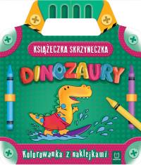 KSIĄŻECZKA SKRZYNECZKA DINOZAURY KOLOROWANKA Z NAKLEJKAMI. Autor: Opracowanie zbiorowe. Dobreksiazki.pl Okładka książki KSIĄŻECZKA SKRZYNECZKA DINOZAURY KOLOROWANKA Z NAKLEJKAMI
