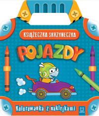 KSIĄŻECZKA SKRZYNECZKA POJAZDY KOLOROWANKA Z NAKLEJKAMI. Autor: Opracowanie zbiorowe. Dobreksiazki.pl Okładka książki KSIĄŻECZKA SKRZYNECZKA POJAZDY KOLOROWANKA Z NAKLEJKAMI