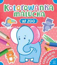 Kolorowanka malucha. W zoo. Autor: Opracowanie zbiorowe. Dobreksiazki.pl Okładka książki Kolorowanka malucha. W zoo