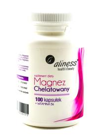 Aliness Magnez chelatowany 560mg z B6 100 kaps. Producent: Aliness. Dobreksiazki.pl Zdjęcie produktu Aliness Magnez chelatowany 560mg z B6 100 kaps