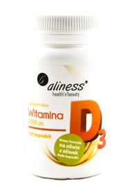Aliness Witamina D3 2000IU 120 kaps. Producent: Aliness. Dobreksiazki.pl Zdjęcie produktu Aliness Witamina D3 2000IU 120 kaps