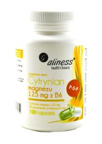 Aliness Cytrynian magnezu 125mg z B6 100 kaps. Producent: Aliness. Dobreksiazki.pl Zdjęcie produktu Aliness Cytrynian magnezu 125mg z B6 100 kaps
