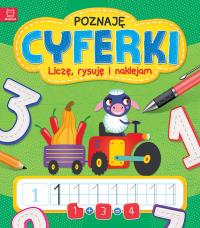 Poznaję cyferki liczę rysuję i naklejam. Autor: Opracowanie zbiorowe. Dobreksiazki.pl Okładka książki Poznaję cyferki liczę rysuję i naklejam