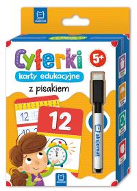 CYFERKI KARTY EDUKACYJNE Z PISAKIEM 5+. Autor: Opracowanie zbiorowe. Dobreksiazki.pl Okładka książki CYFERKI KARTY EDUKACYJNE Z PISAKIEM 5+