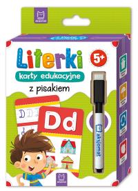 LITERKI KARTY EDUKACYJNE Z PISAKIEM 5+. Autor: Opracowanie zbiorowe. Dobreksiazki.pl Okładka książki LITERKI KARTY EDUKACYJNE Z PISAKIEM 5+
