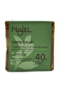 NAJEL Mydło z Aleppo 40% oleju laurowego 185g. Producent: Najel Aleppo. Dobreksiazki.pl Zdjęcie produktu NAJEL Mydło z Aleppo 40% oleju laurowego 185g