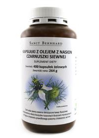 Sanct Bernhard Olej z czarnuszki kminku czarnego 500mg 400kaps. Producent: Sanct Bernhard. Dobreksiazki.pl Zdjęcie produktu Sanct Bernhard Olej z czarnuszki kminku czarnego 500mg 400kaps