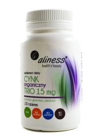 Aliness Cynk organiczny 15mg 100 tabl. Producent: Aliness. Dobreksiazki.pl Zdjęcie produktu Aliness Cynk organiczny 15mg 100 tabl