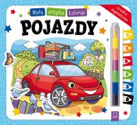 Mały artysta koloruje pojazdy. Autor: Opracowanie zbiorowe. Dobreksiazki.pl Okładka książki Mały artysta koloruje pojazdy