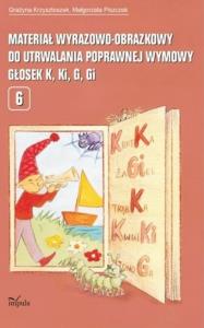 Materiał wyrazowo-obrazkowy.. głosek K, Ki, G, Gi. Autor: Krzysztoszek Grażyna, Piszczek Małgorzata. Dobreksiazki.pl Okładka książki Materiał wyrazowo-obrazkowy.. głosek K, Ki, G, Gi