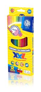 Kredki Astra ołówkowe heksagonalne 12 kolorów grafit 4mm. Wydawca: ASTRA art-pap. Dobreksiazki.pl Opakowanie Kredki Astra ołówkowe heksagonalne 12 kolorów grafit 4mm