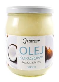 KruKam Olej kokosowy bezzapachowy 500ml. Producent: KruKam. Dobreksiazki.pl Zdjęcie produktu KruKam Olej kokosowy bezzapachowy 500ml