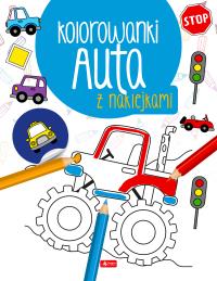 Auta. Kolorowanka z naklejkami. Autor: Opracowanie zbiorowe. Dobreksiazki.pl Okładka książki Auta. Kolorowanka z naklejkami