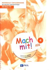 Mach mit! neu 4 Materiały ćwiczeniowe do języka niemieckiego dla klasy 7. Autor: Górska Magdalena, Wachowska Halina. Dobreksiazki.pl Okładka książki Mach mit! neu 4 Materiały ćwiczeniowe do języka niemieckiego dla klasy 7