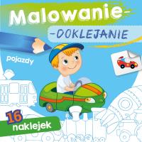 Malowanie-doklejanie. Pojazdy. Autor: Opracowanie zbiorowe. Dobreksiazki.pl Okładka książki Malowanie-doklejanie. Pojazdy