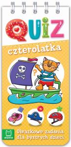 Quiz czterolatka. Obrazkowe zadania dla bystrych dzieci. Autor: Opracowanie zbiorowe. Dobreksiazki.pl Okładka książki Quiz czterolatka. Obrazkowe zadania dla bystrych dzieci