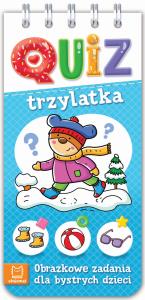 Quiz trzylatka. Obrazkowe zadania dla bystrych dzieci. Autor: Opracowanie zbiorowe. Dobreksiazki.pl Okładka książki Quiz trzylatka. Obrazkowe zadania dla bystrych dzieci