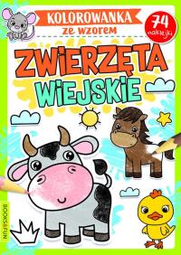 Zwierzęta wiejskie. Kolorowanka ze wzorem. Autor: Opracowanie zbiorowe. Dobreksiazki.pl Okładka książki Zwierzęta wiejskie. Kolorowanka ze wzorem