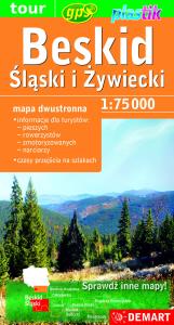 Beskid Śląski i Żywiecki. Mapa turystyczna 1:75000. Plastik. Autor: Opracowanie zbiorowe. Dobreksiazki.pl Okładka książki Beskid Śląski i Żywiecki. Mapa turystyczna 1:75000. Plastik
