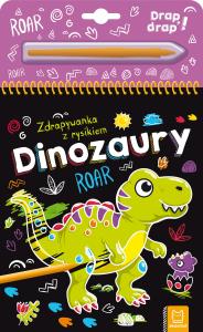 Dinozaury. Zdrapywanka z rysikiem. Autor: Opracowanie zbiorowe. Dobreksiazki.pl Okładka książki Dinozaury. Zdrapywanka z rysikiem