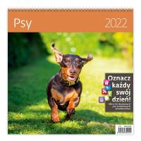 Kalendarz 30 x 30 z naklejkami. Psy 2022. Wydawca: Sztuka Rodzinna. Dobreksiazki.pl Opakowanie Kalendarz 30 x 30 z naklejkami. Psy 2022