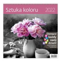 Kalendarz 30 x 30 z naklejkami. Sztuka koloru 2022. Wydawca: Sztuka Rodzinna. Dobreksiazki.pl Opakowanie Kalendarz 30 x 30 z naklejkami. Sztuka koloru 2022
