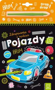 Pojazdy. Zdrapywanka z rysikiem. Autor: Opracowanie zbiorowe. Dobreksiazki.pl Okładka książki Pojazdy. Zdrapywanka z rysikiem