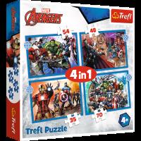 Puzzle 4w1 Odważni Avengersi 34386. Wydawca: Trefl PAP. Dobreksiazki.pl Opakowanie Puzzle 4w1 Odważni Avengersi 34386