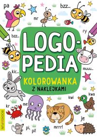 Logopedia. Kolorowanka z naklejkami 4. Autor: Opracowanie zbiorowe. Dobreksiazki.pl Okładka książki Logopedia. Kolorowanka z naklejkami 4