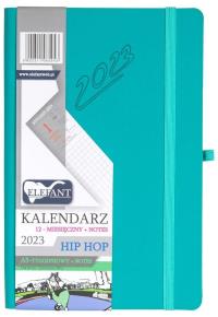 Kalendarz 2023 A5 tyg. Hip hop turkusowy ELEFANT. Wydawca: ELEFANT. Dobreksiazki.pl Opakowanie Kalendarz 2023 A5 tyg. Hip hop turkusowy ELEFANT