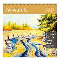 Kalendarz 2024 30x30 Akwarele HELMA. Wydawca: Helma. Dobreksiazki.pl Opakowanie Kalendarz 2024 30x30 Akwarele HELMA