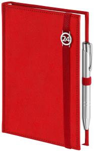 Opakowanie Kalendarz 2024 dzienny A5 cross z gumką czerwony