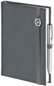 Opakowanie Kalendarz 2024 dzienny A5 cross z gumką srebrny