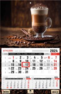 Kalendarz 2024 trójdzielny jednodzielny caffe latte KTJ1-V.20. Wydawca: Pan Kalendarzyk. Dobreksiazki.pl Opakowanie Kalendarz 2024 trójdzielny jednodzielny caffe latte KTJ1-V.20