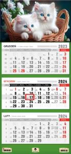 Kalendarz 2024 trójdzielny kotki KT1-V.56. Wydawca: Pan Kalendarzyk. Dobreksiazki.pl Opakowanie Kalendarz 2024 trójdzielny kotki KT1-V.56